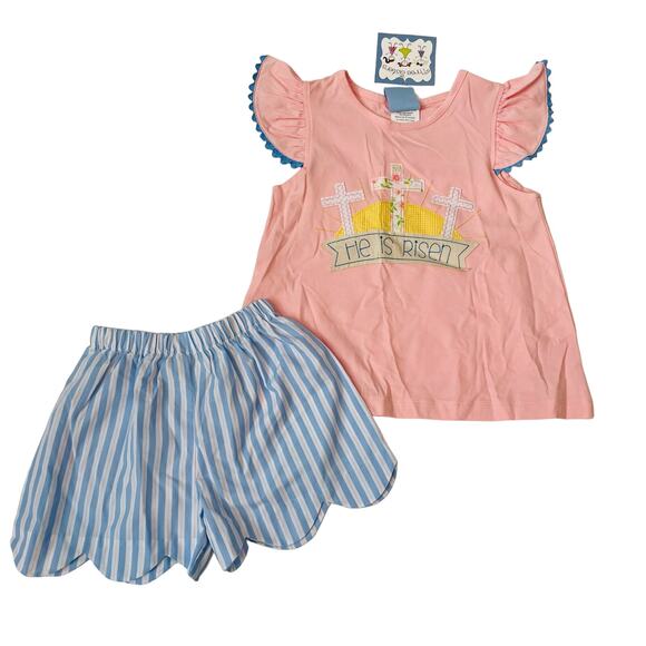NWT Three Sisters 24M He Is Risen Pink Outfit - Picture 1 of 3